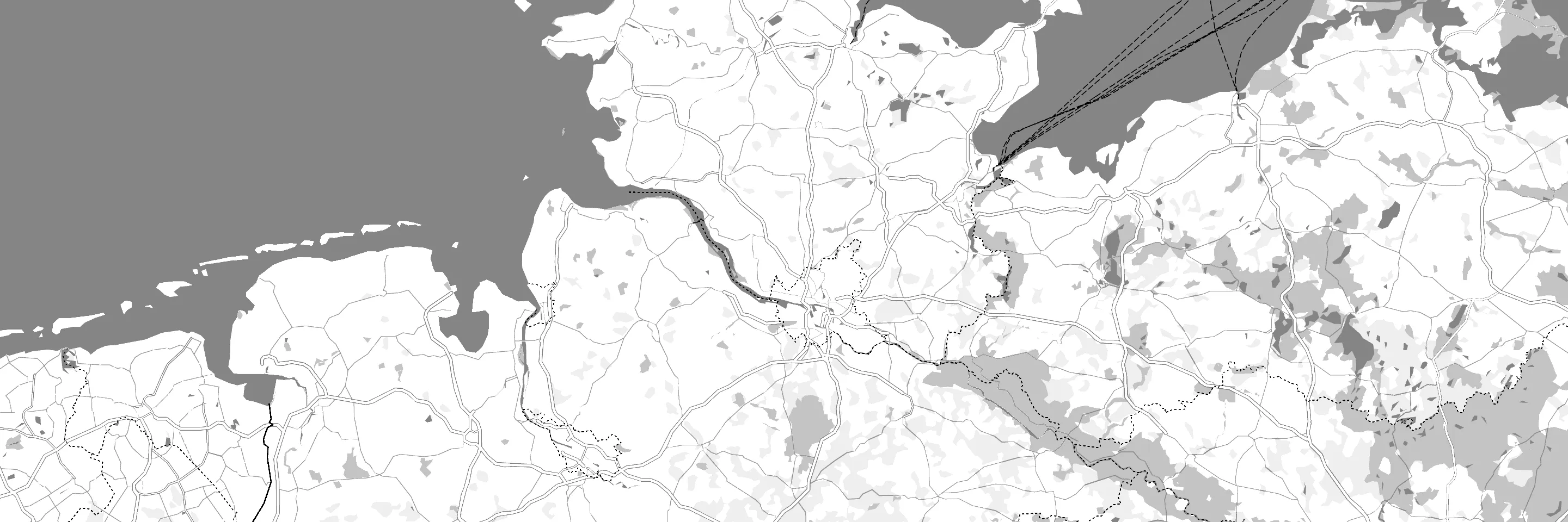 Online-Landkartenausschnitt aus dem Norden von Deutschland mit Hamburg, Bremen und Hohenwestedt